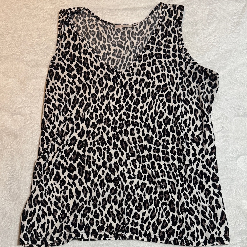 Belle by Kim Gravel Black and White Leopard Print Tank Top